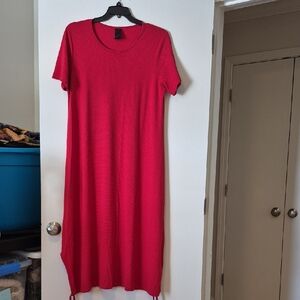 Kedem Sasson Red Maxi Dress – Oversized Artwear - Size 2 (LG - XL)